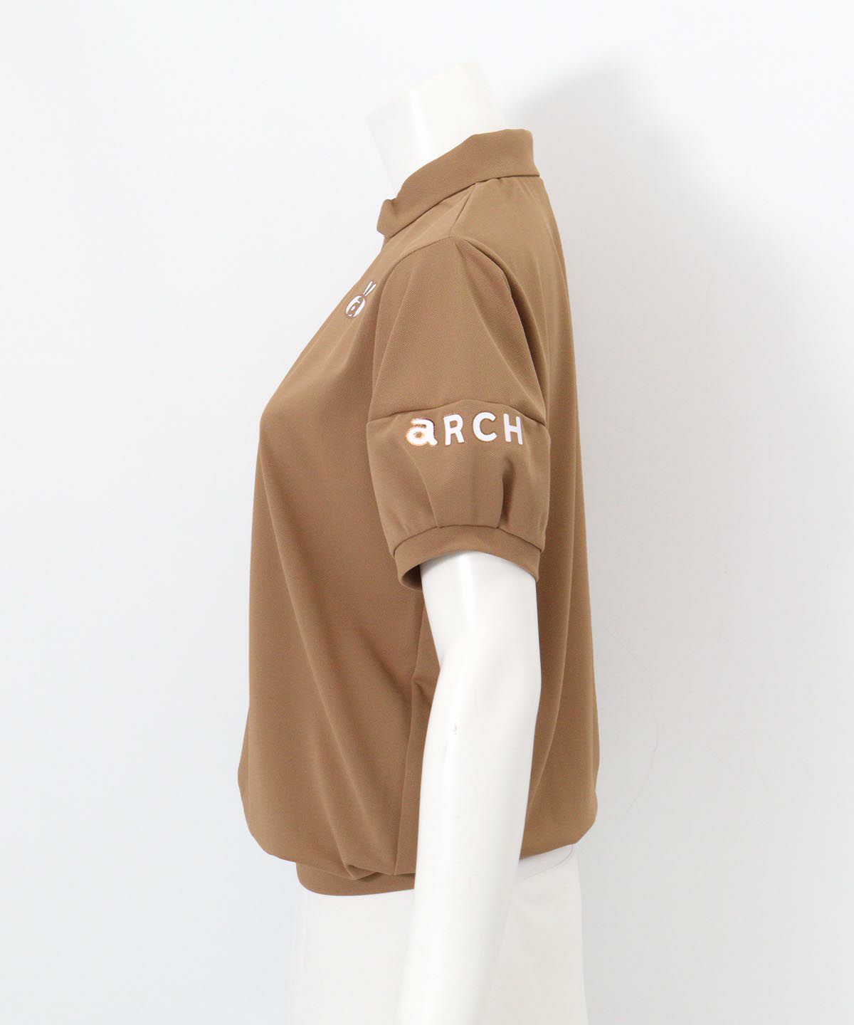 ハーフジップUV速乾カノコプルオーバー横（ブラウン）