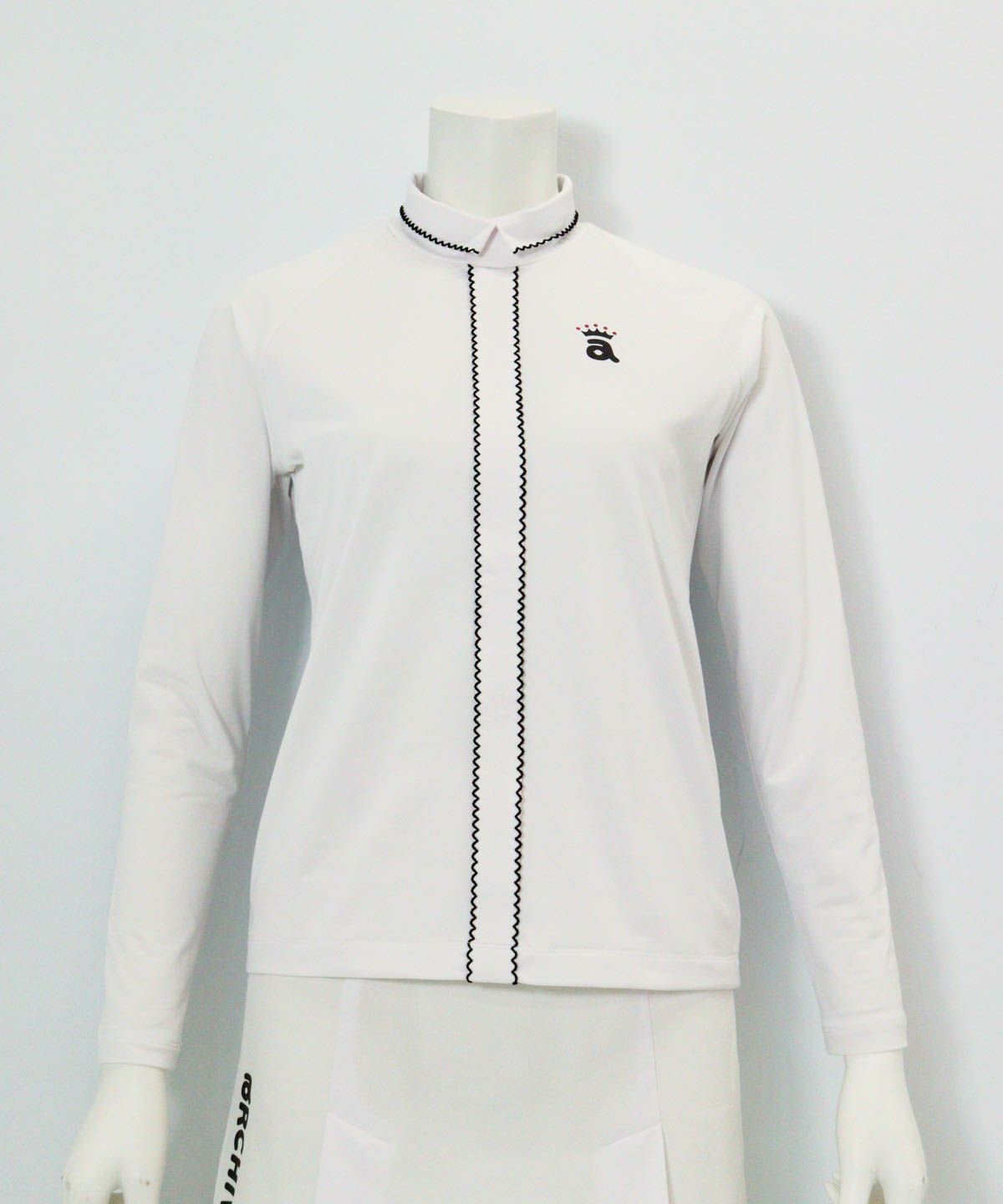 スカラップステッチUV速乾プルオーバー（ホワイト×ブラック）