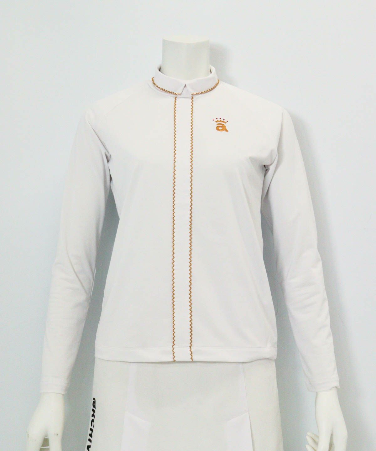 スカラップステッチUV速乾プルオーバー（ホワイト×ベージュ）