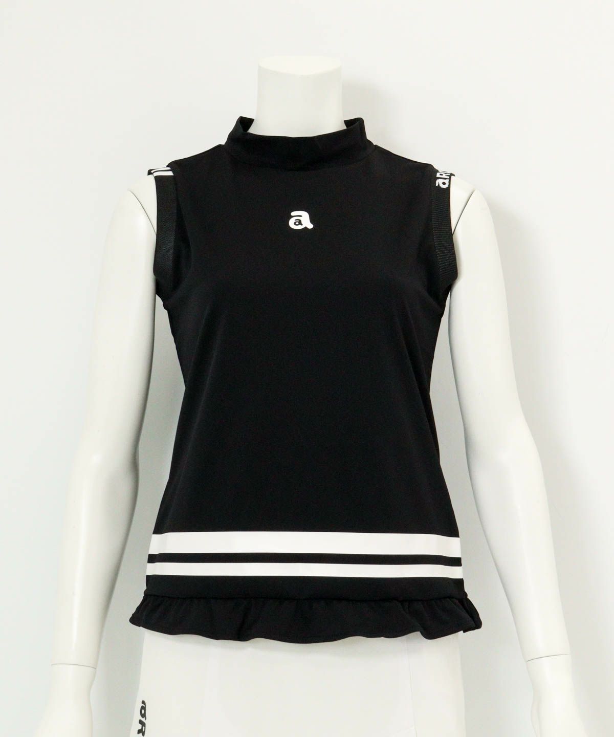 裾フリルUV速乾ノースリプルオーバー（ブラック）