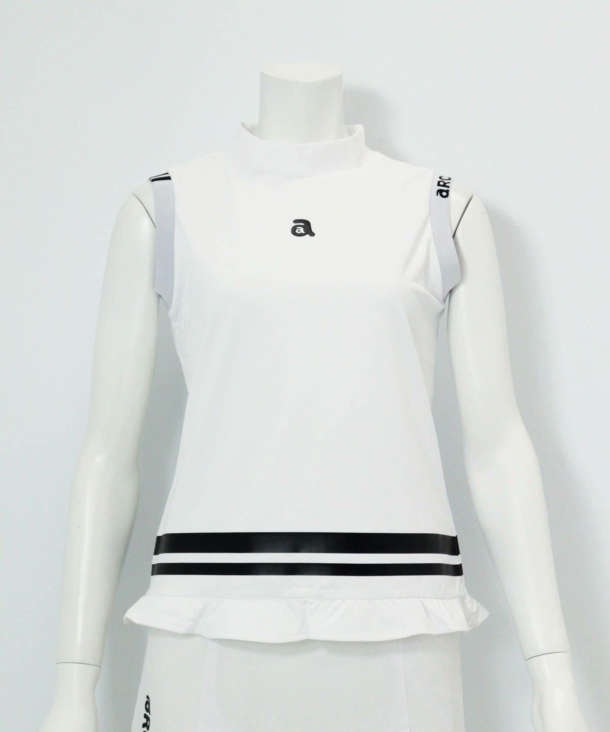 裾フリルUV速乾ノースリプルオーバー（ホワイト）