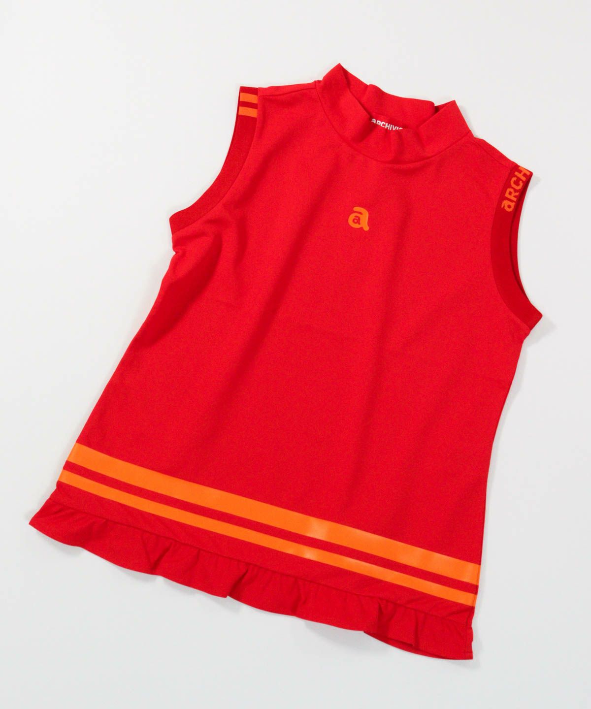 裾フリルUV速乾ノースリプルオーバー（オレンジ）