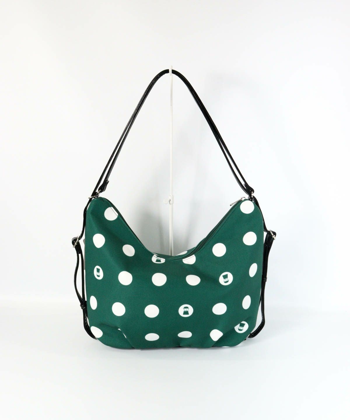 ドット柄２WAYバッグ（グリーン）