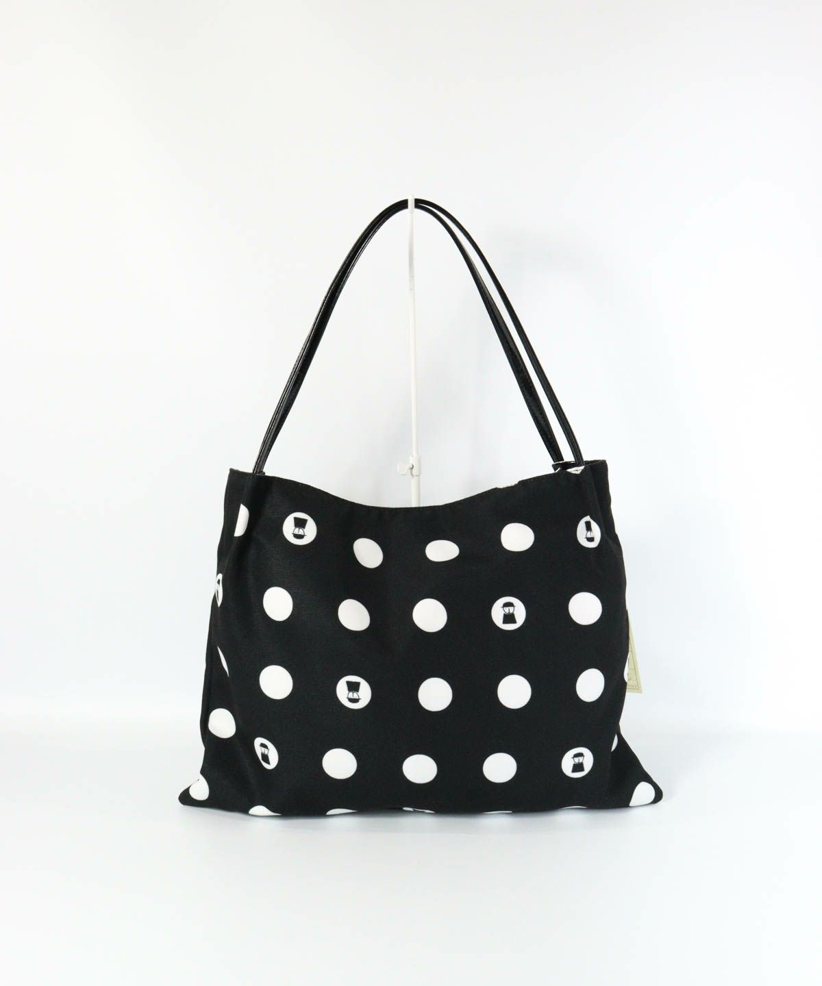 ドット柄スクエアトートバッグ（ブラック）