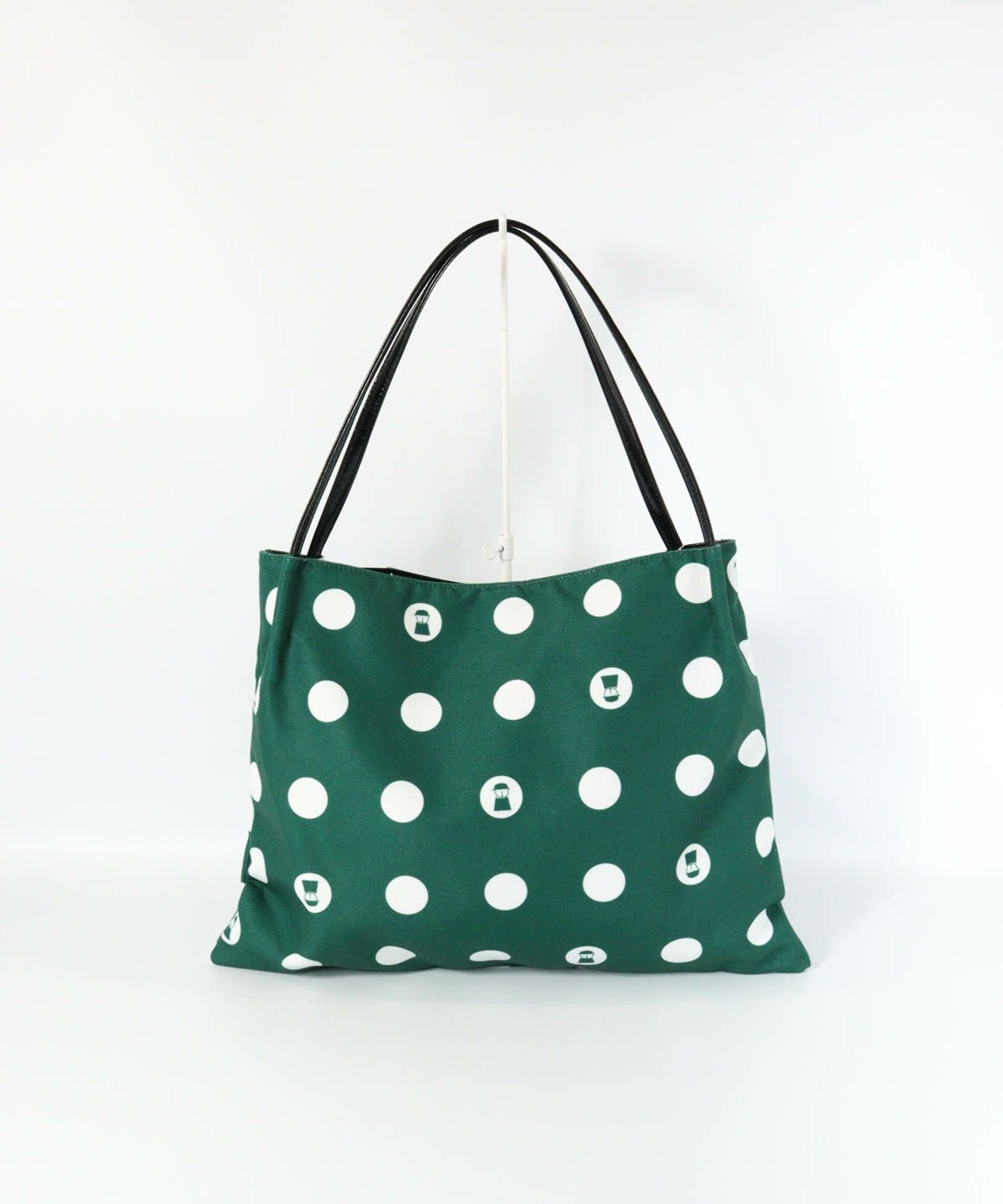 ドット柄スクエアトートバッグ（グリーン）