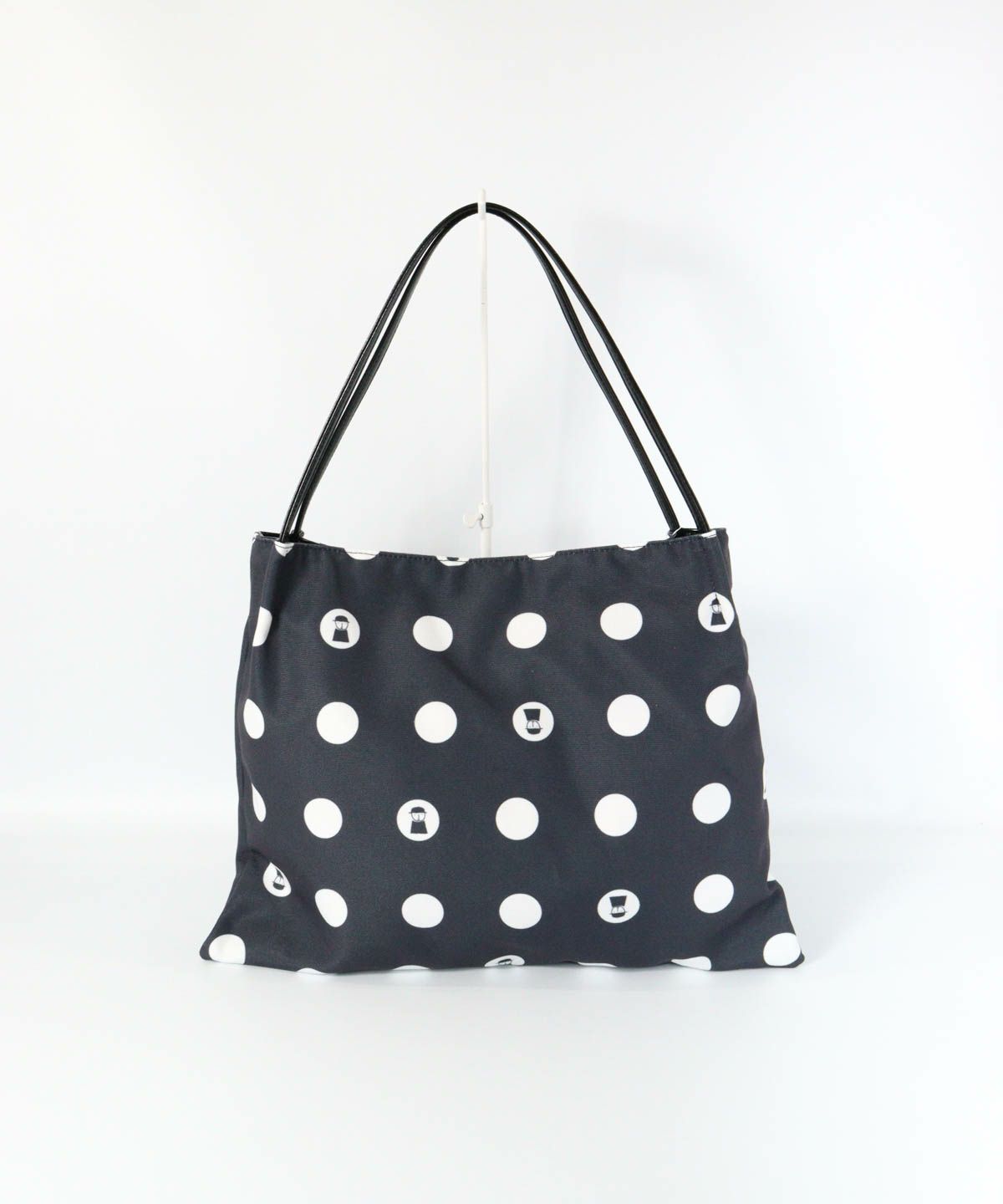 ドット柄スクエアトートバッグ（グレー）