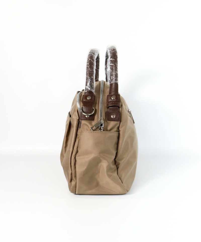 ショルダー付ボストンバッグ横（ベージュ）