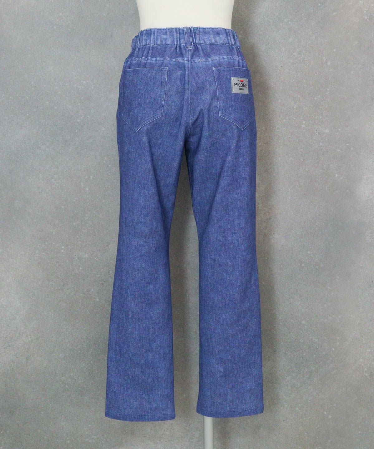 デニム風プリントボタンデザインパンツ（ブルー）後ろ