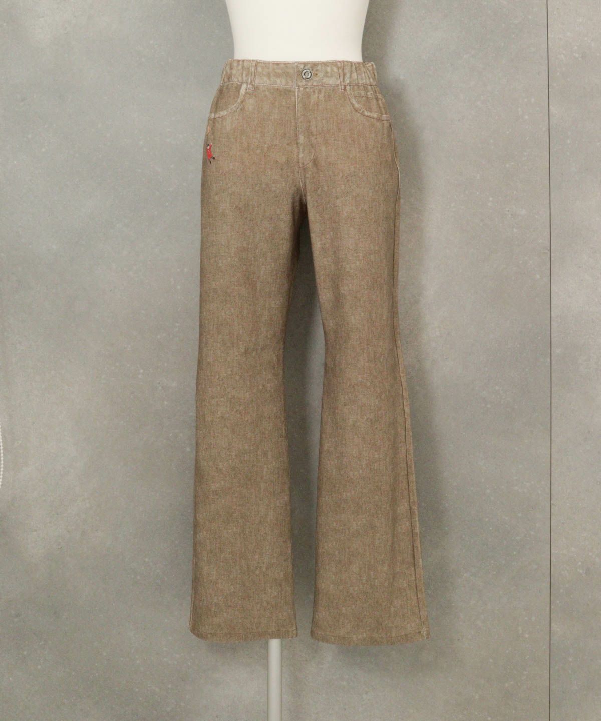 デニム風イージーワイドパンツ（キャメル）
