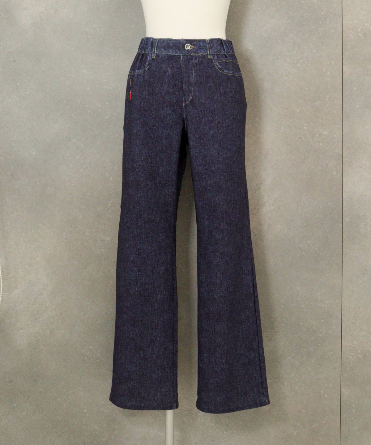 デニム風イージーワイドパンツ（ネイビー）