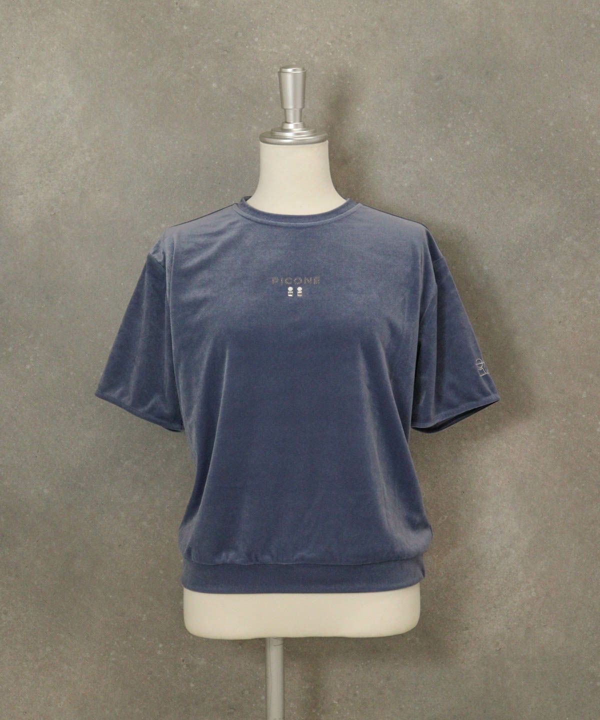 ベロアスムース半袖プルオーバー（ライトブルー)