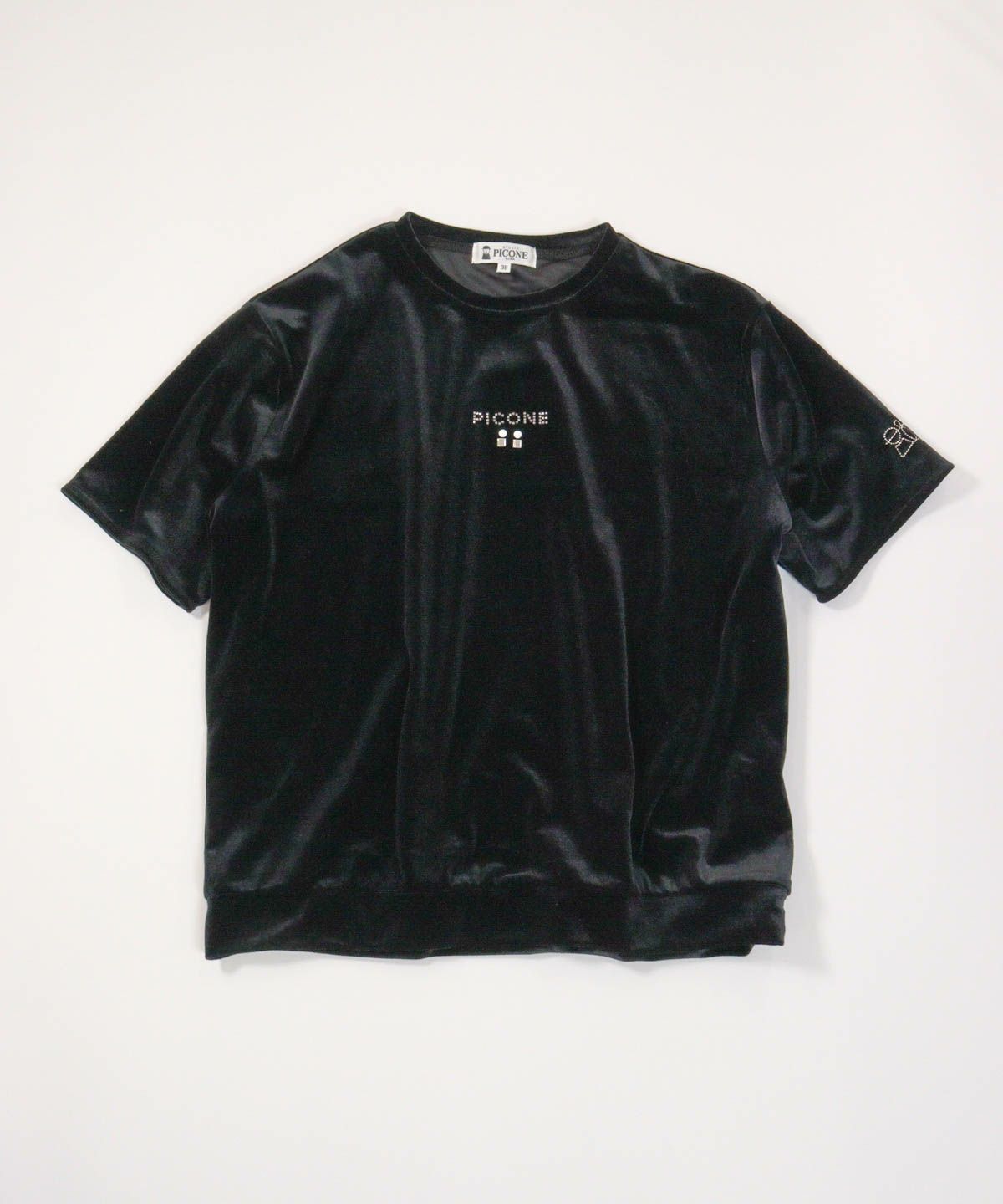 ベロアスムース半袖プルオーバー（ブラックルー)