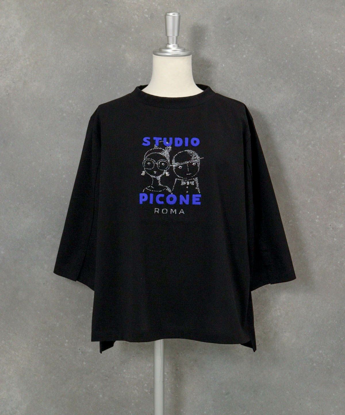 フロッキーロゴ七分袖プルオーバー（ブラック）