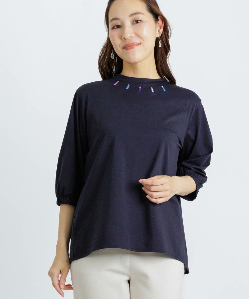 ピコ刺繍七分袖プルオーバー|スタジオピッコーネ - ゴルフウェアや婦人