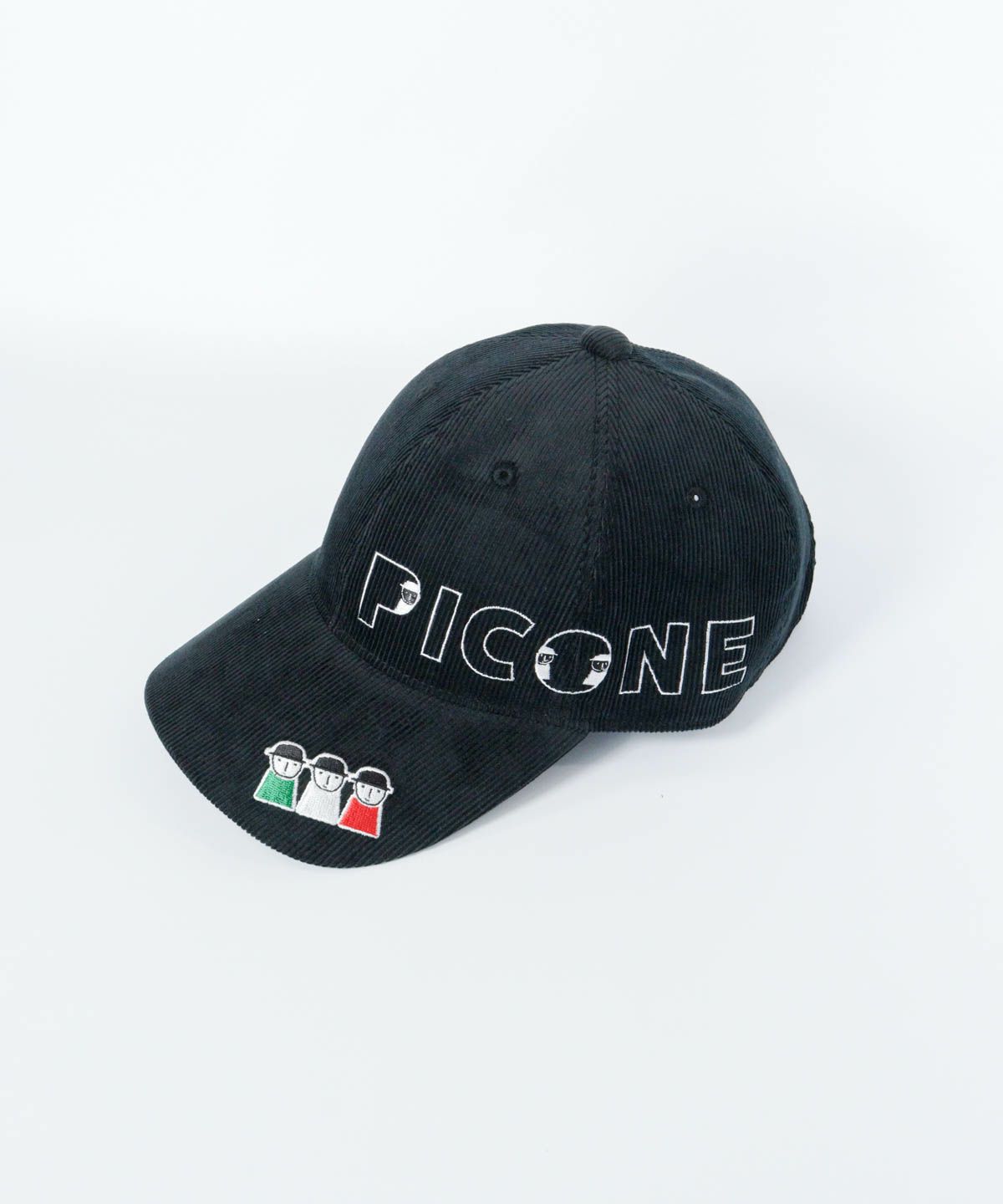 キコーデュロイ刺繍キャップ（ブラック）