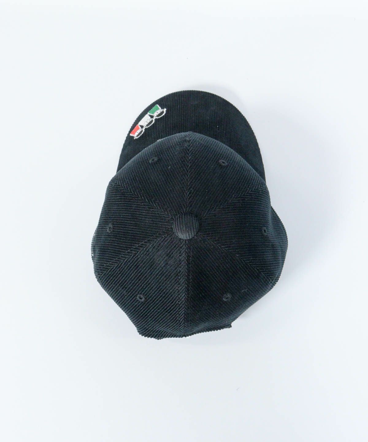 コーデュロイ刺繍キャップ上部分（ブラック）