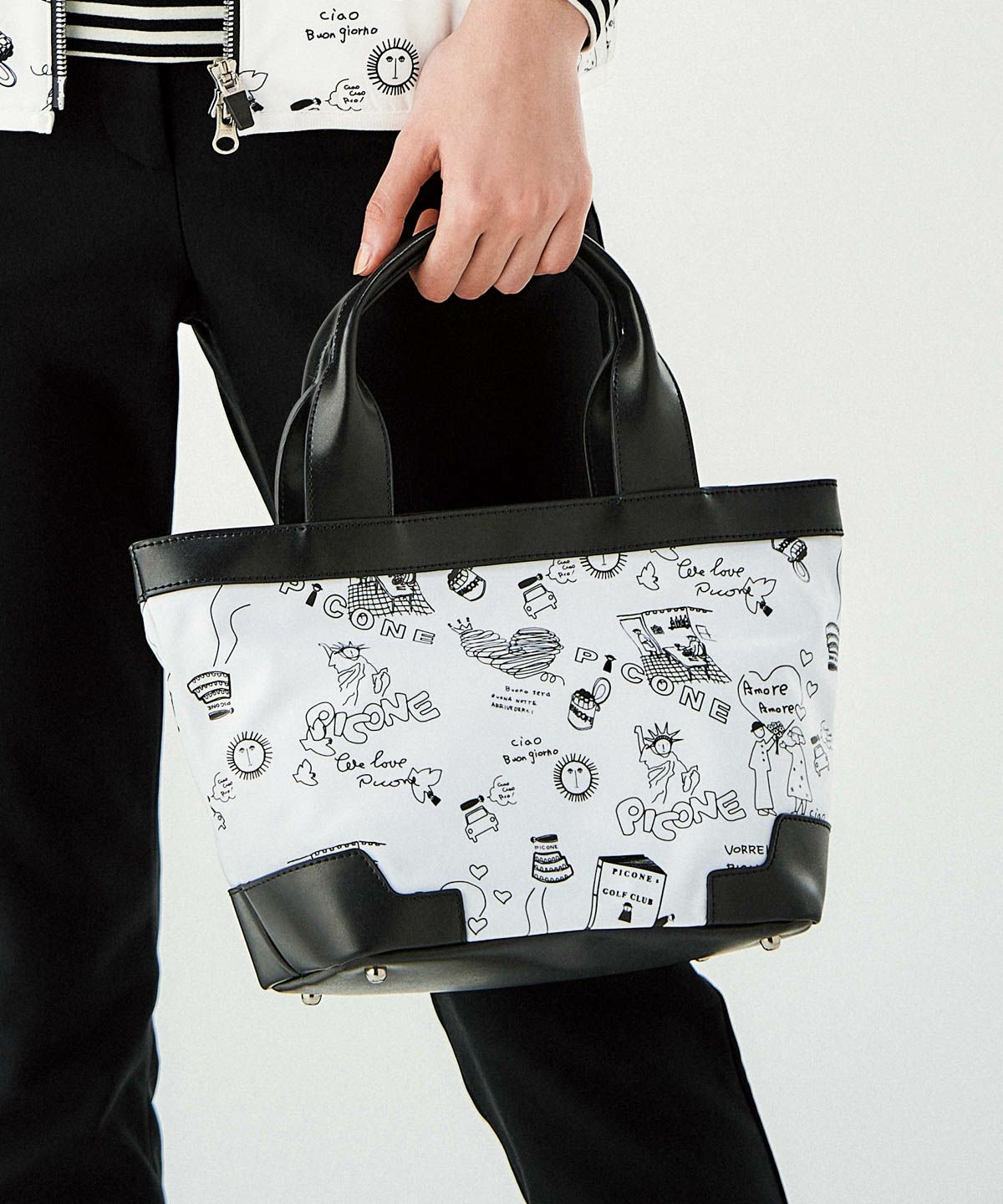 モノトーン総柄カートバッグ