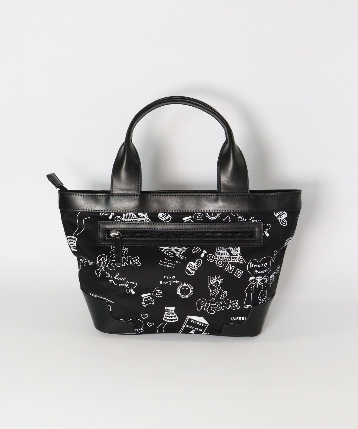 モノトーン総柄カートバッグ後（ブラック）