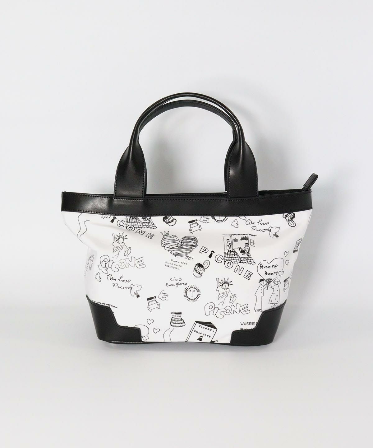 モノトーン総柄カートバッグ（ホワイト）