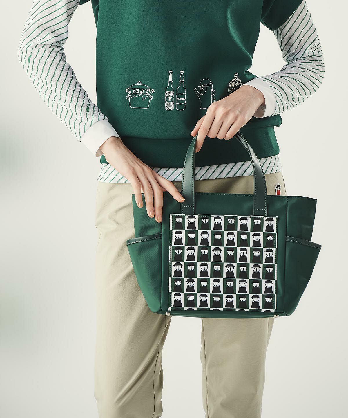 ブロックチェックピコ柄カートバッグ