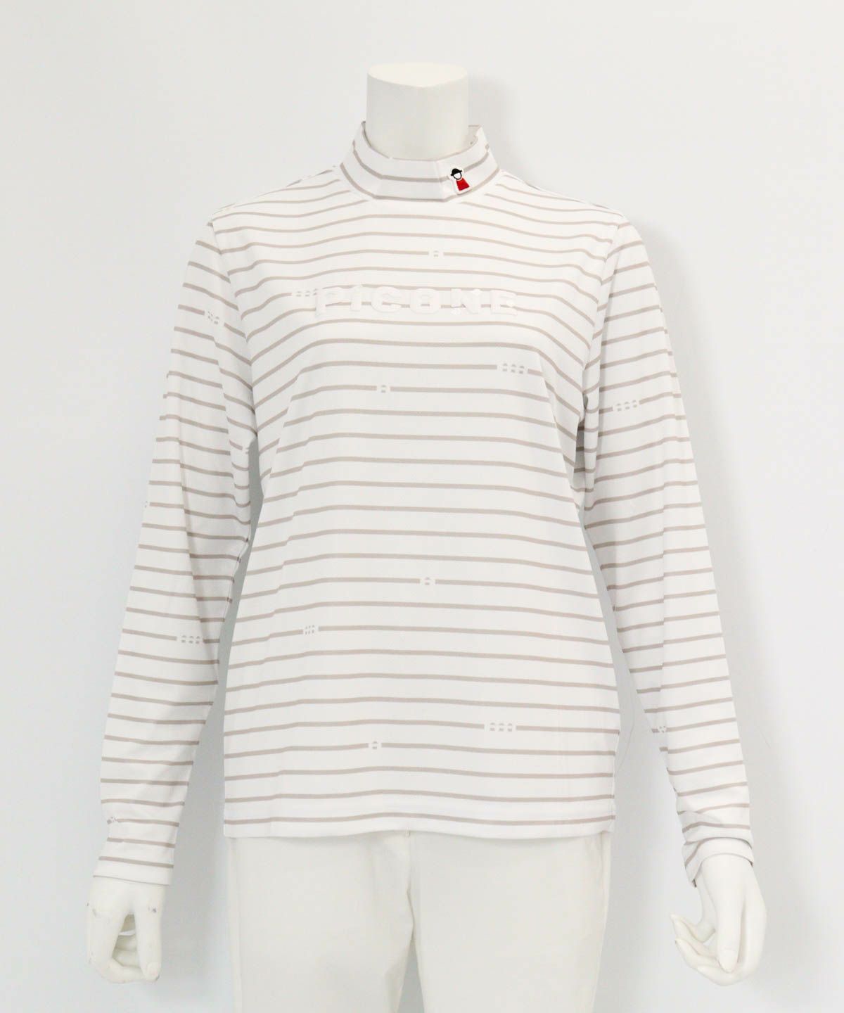 ハイネックピコボーダープルオーバー（ベージュ）