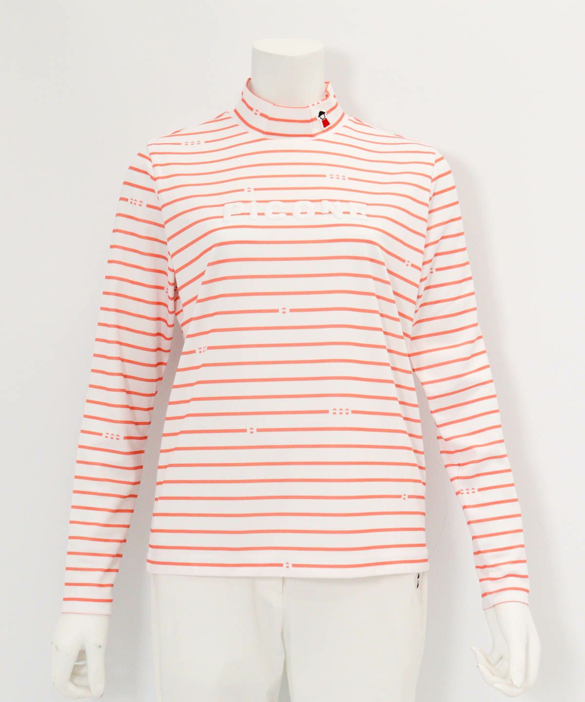 ハイネックピコボーダープルオーバー（オレンジ）