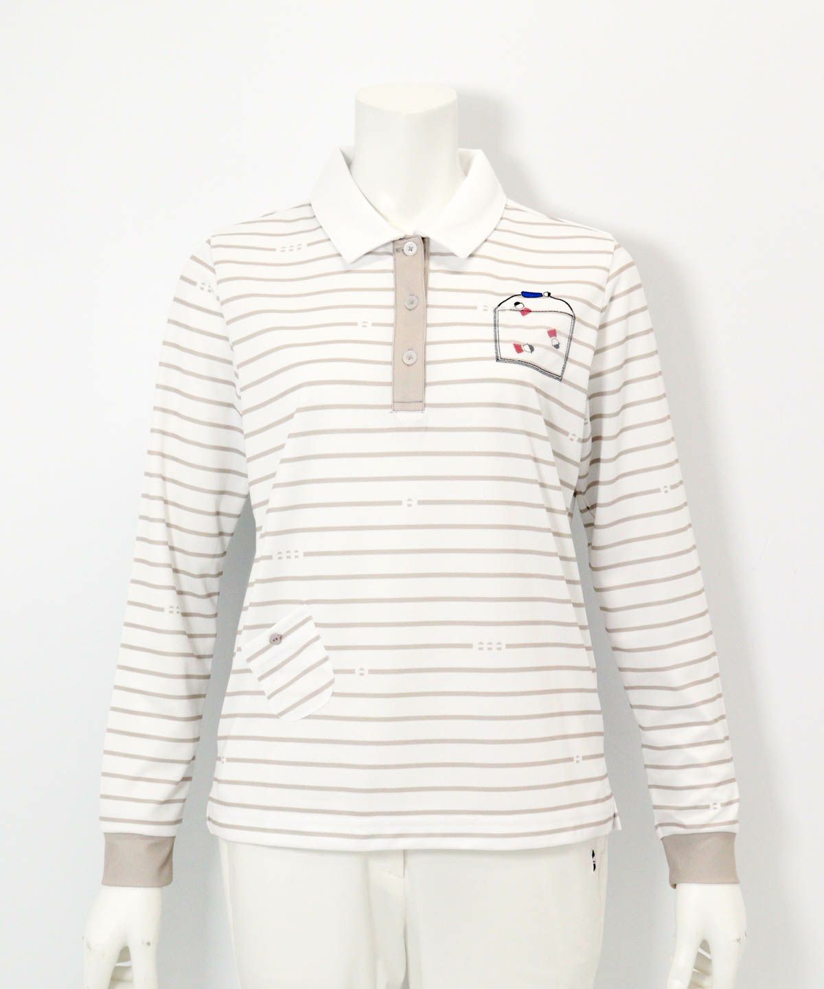 ピコボーダーポロシャツ（ベージュ）