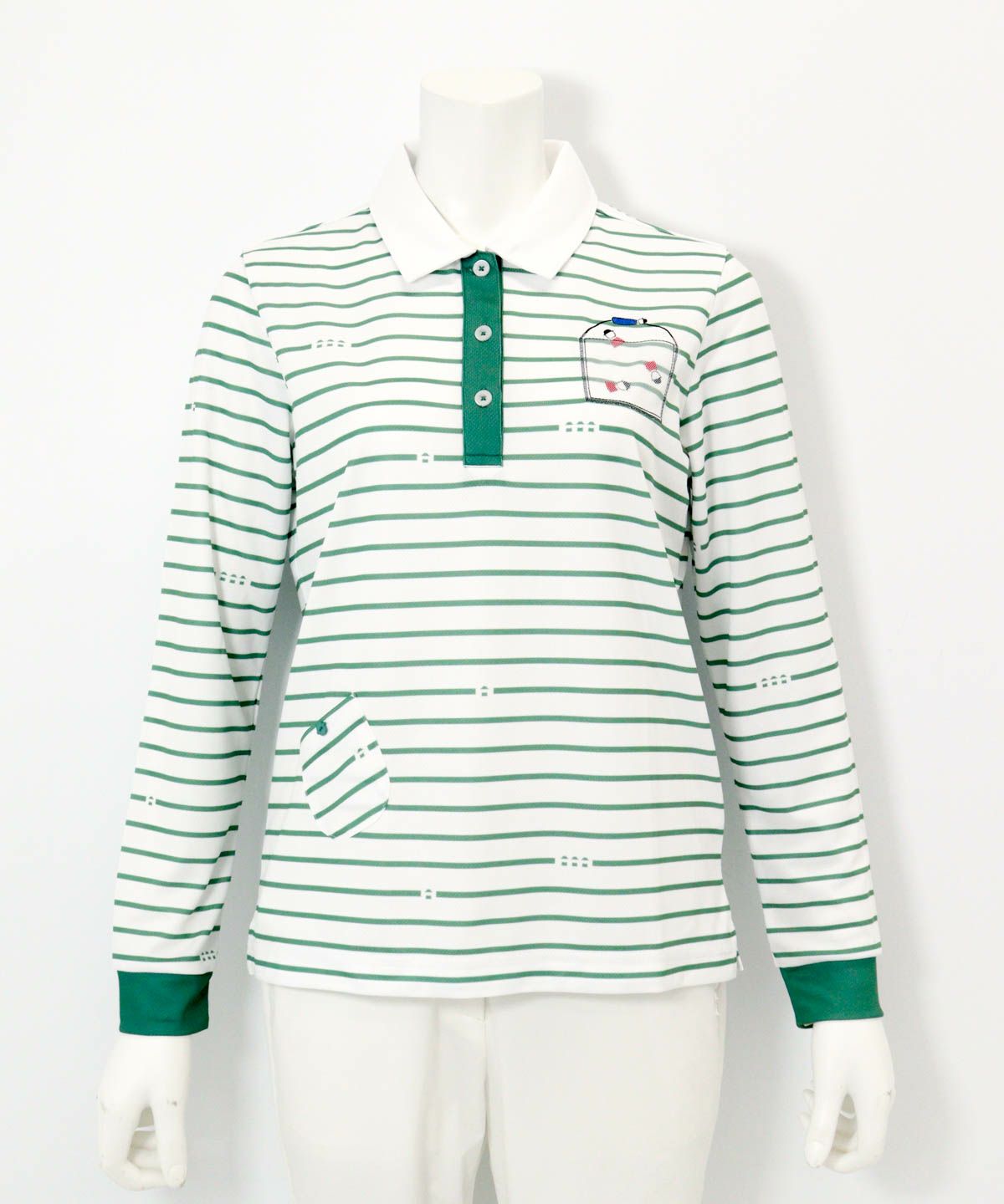 ピコボーダーポロシャツ（グリーン）