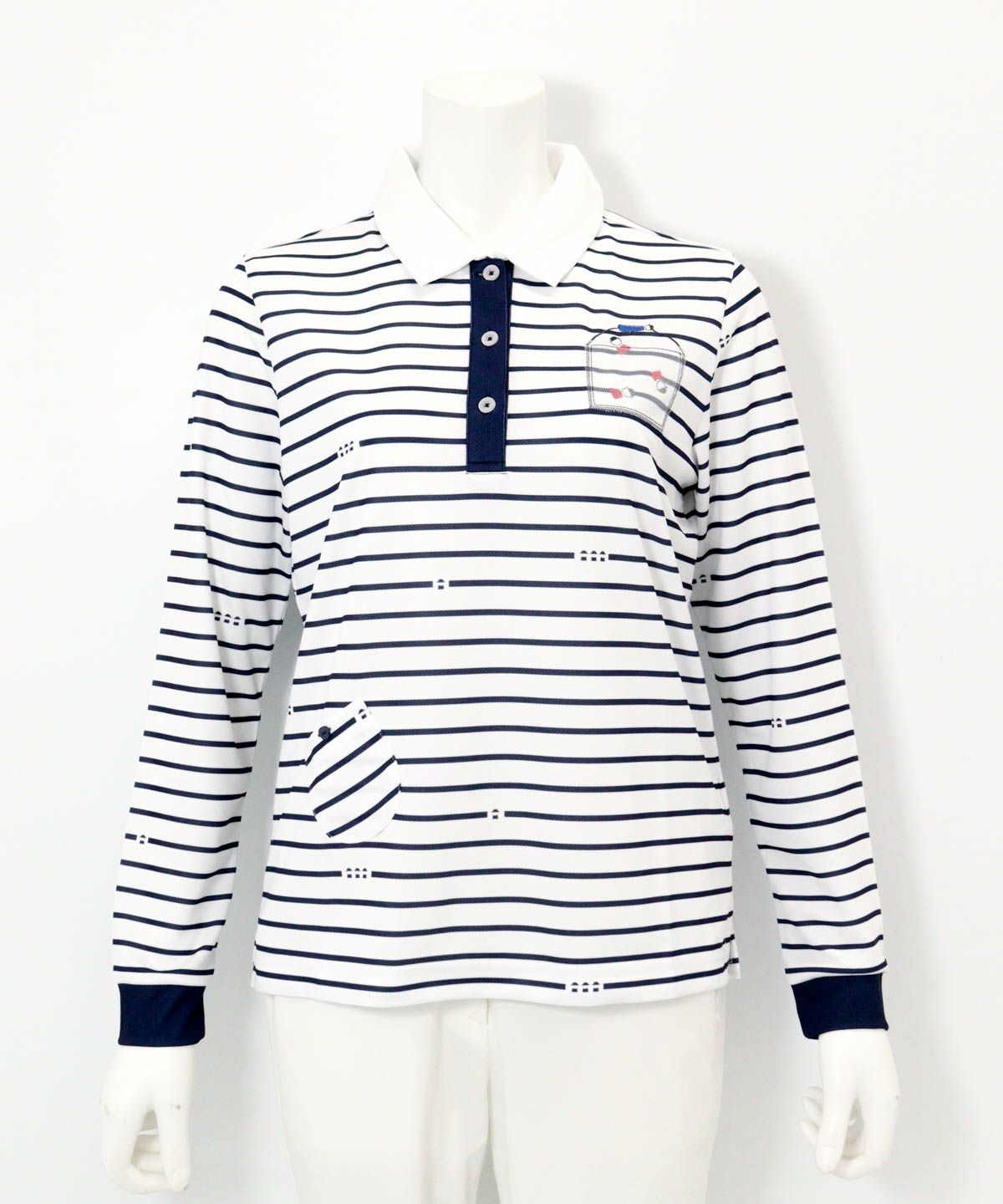 ピコボーダーポロシャツ（ネイビー）