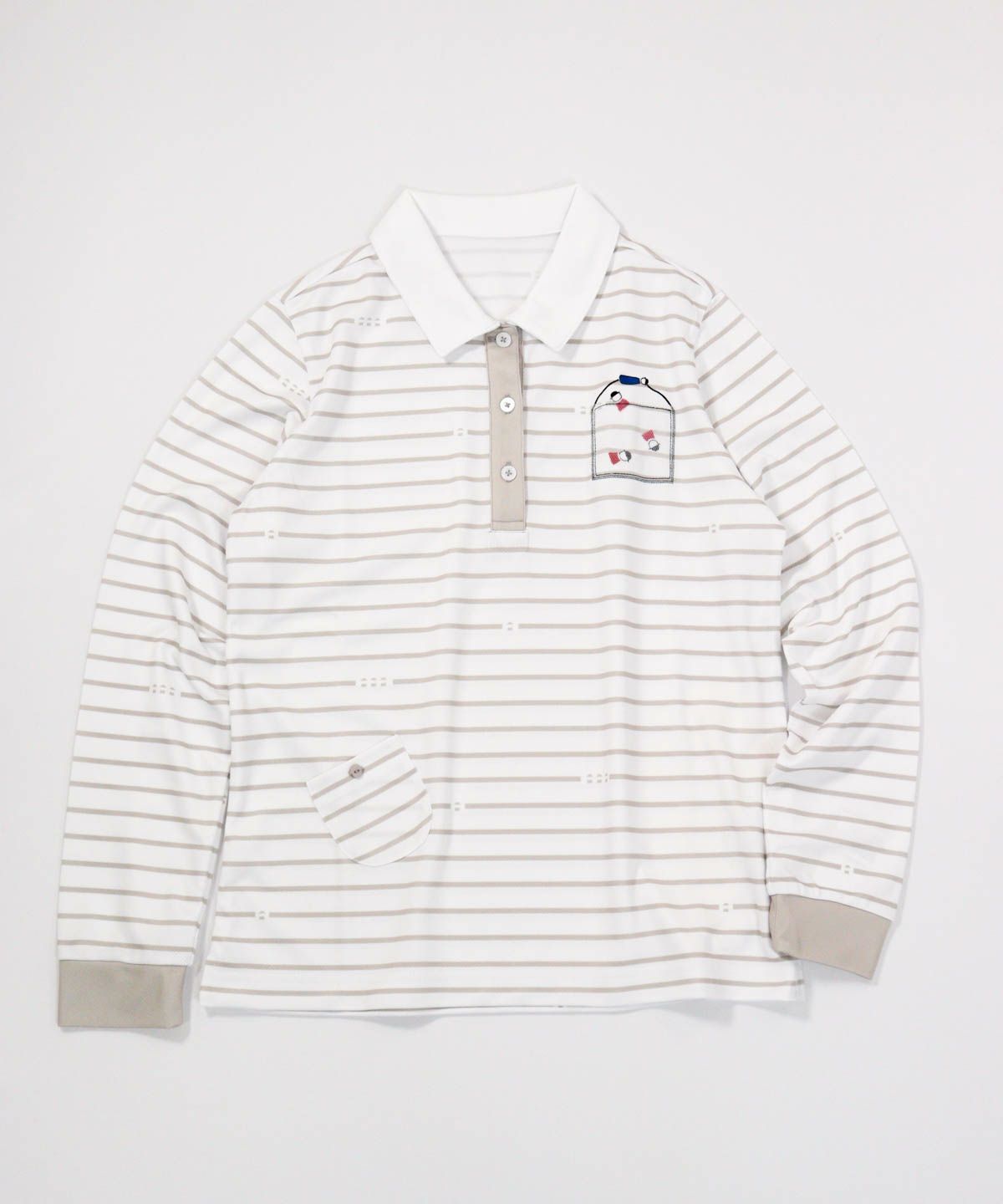 ピコボーダーポロシャツ（ベージュ）