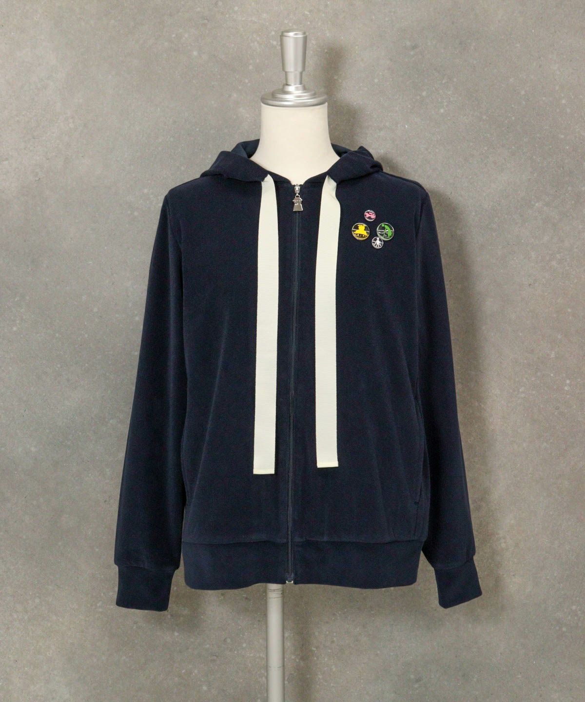 コットン混パイルジップパーカー（ネイビー）