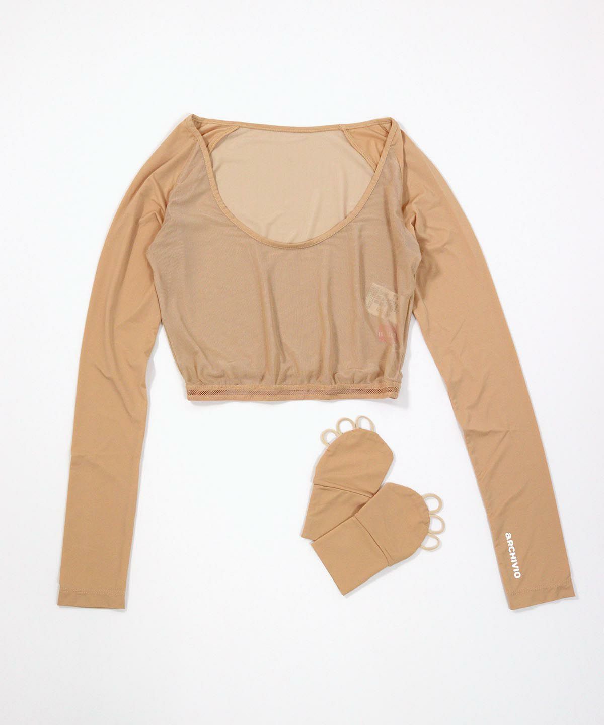 UV冷感メッシュ切替ショート丈インナー(ベージュ)