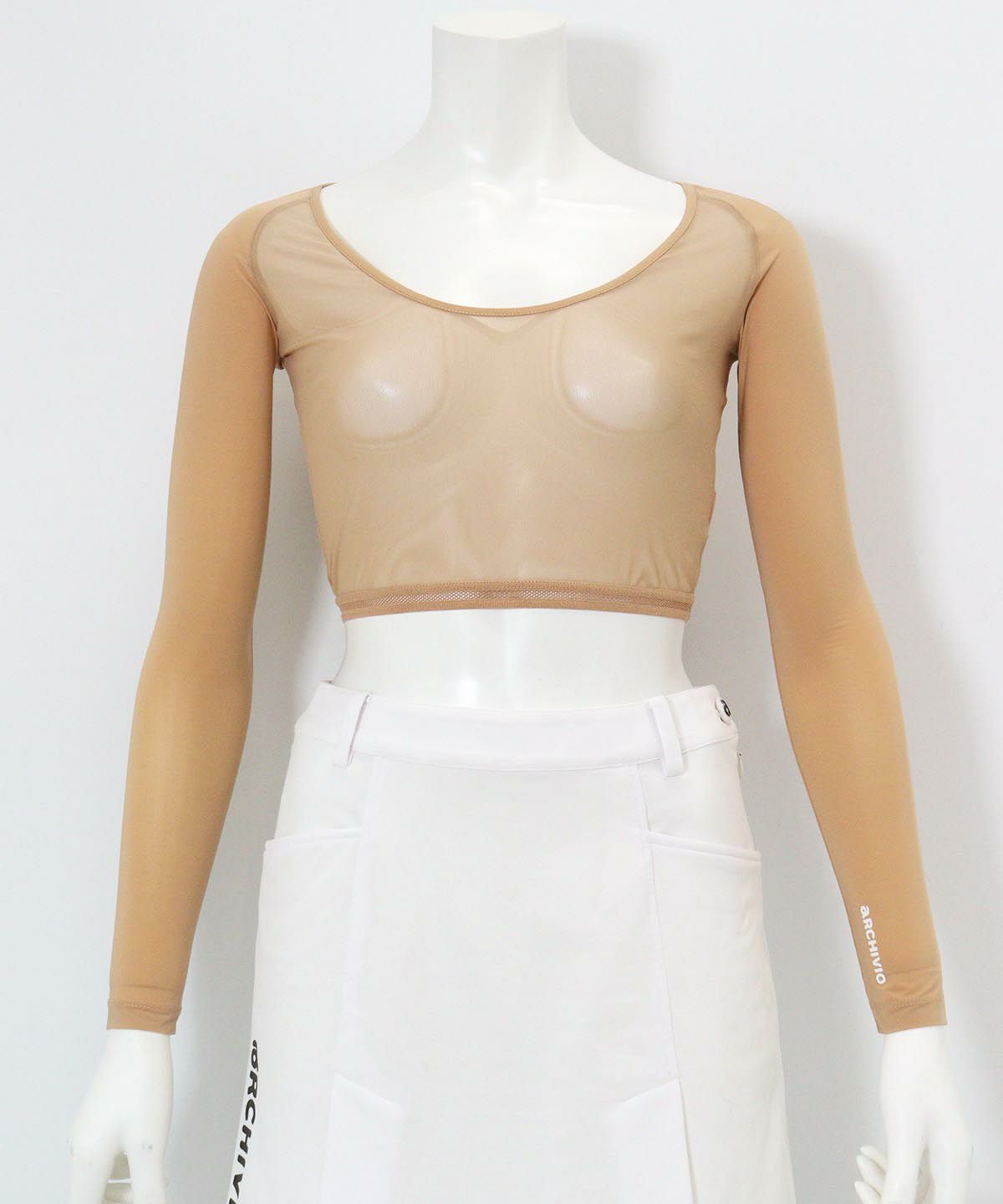 UV冷感メッシュ切替ショート丈インナー(ベージュ)