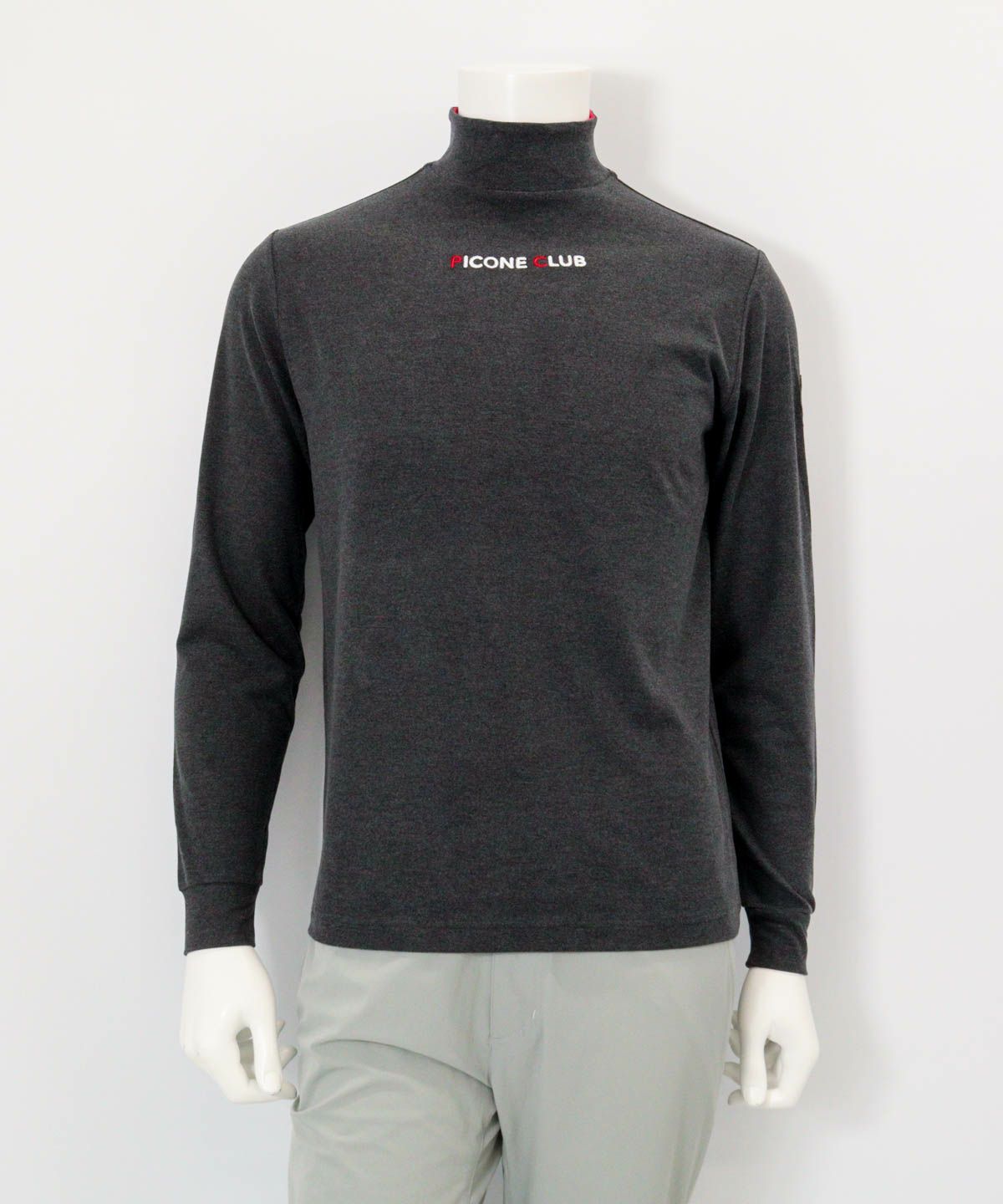 【メンズ】ロゴ刺繍起毛ハイネックプルオーバー（グレー）