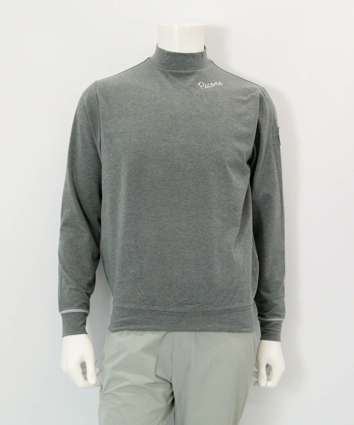 【メンズ】ポイント刺繍起毛ハイネックプルオーバー（グレー）