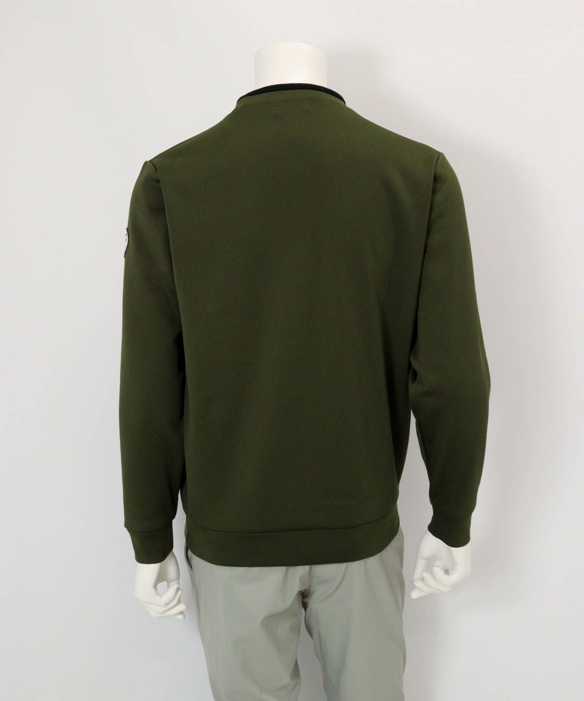 【メンズ】裏起毛ジャージープルオーバー後（カーキ）