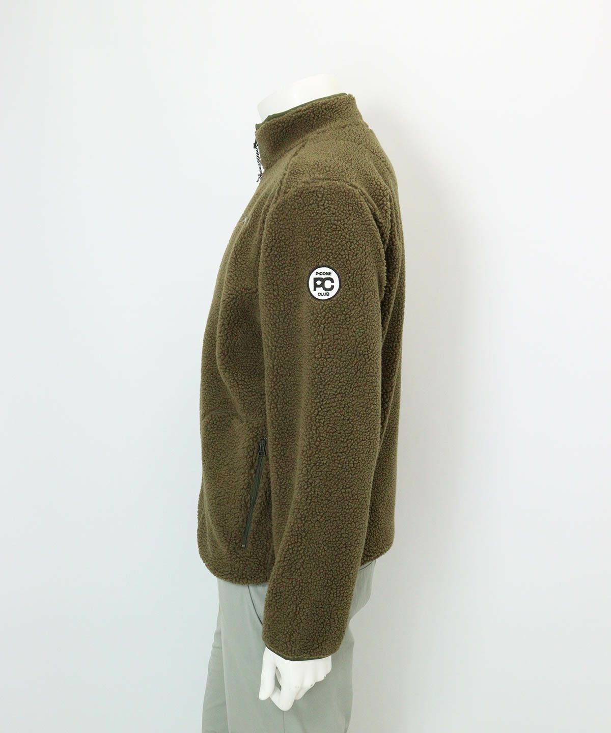 【メンズ】ボアジップブルゾン(カーキ)横