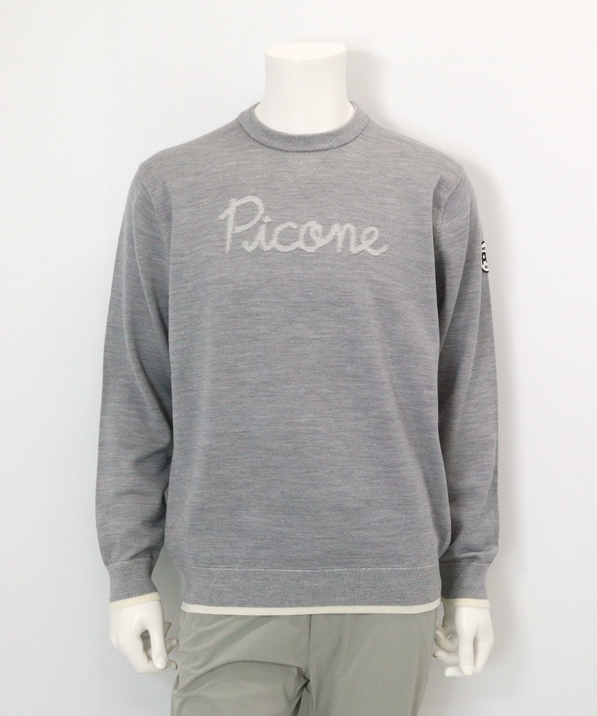 ウール混スウェット風ニット(グレー)前