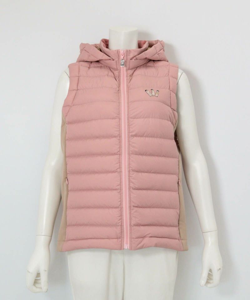 【オンラインストア・店舗限定商品】サイド切替ダウンベスト（ピンク）