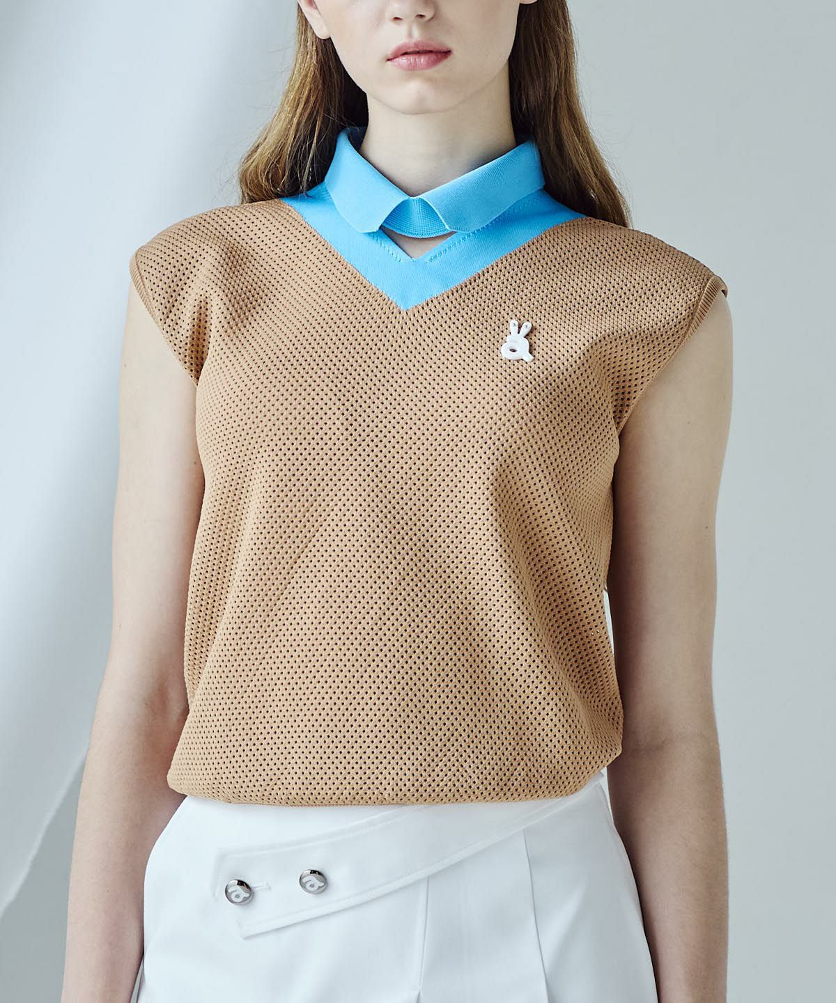 襟付きメッシュニットベスト|アルチビオ - ゴルフウェアや婦人服通販