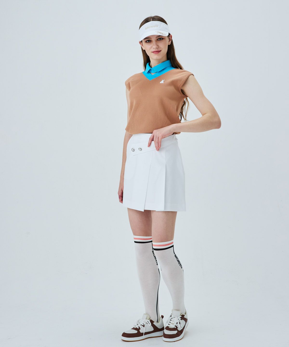 襟付きメッシュニットベスト|アルチビオ - ゴルフウェアや婦人服通販