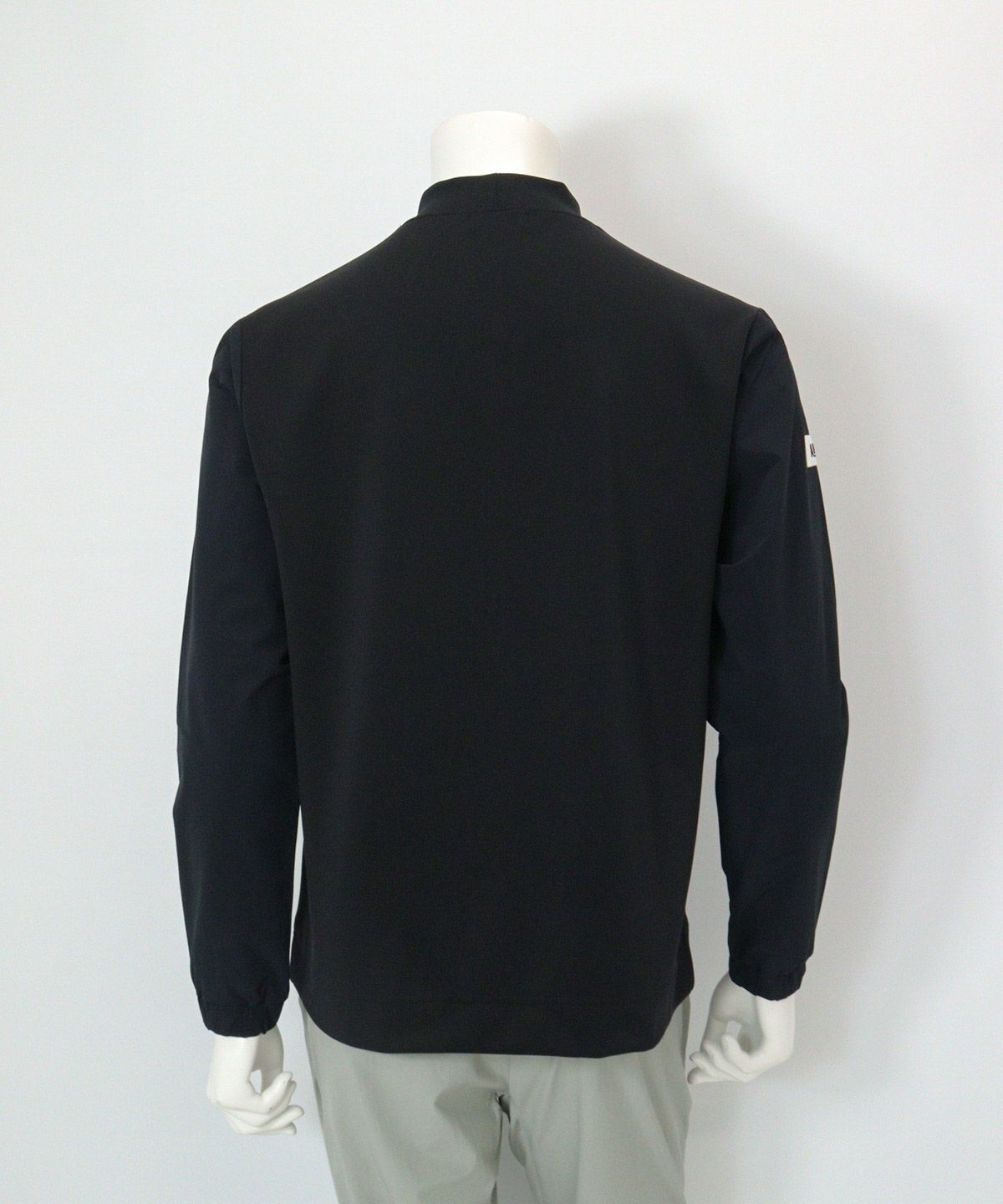 【メンズ】袖切替UV冷感モックネックプルオーバー(ブラック)後ろ