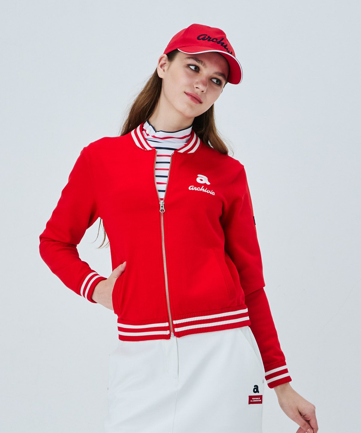 バック刺繍ニットブルゾン|アルチビオ - ゴルフウェアや婦人服通販