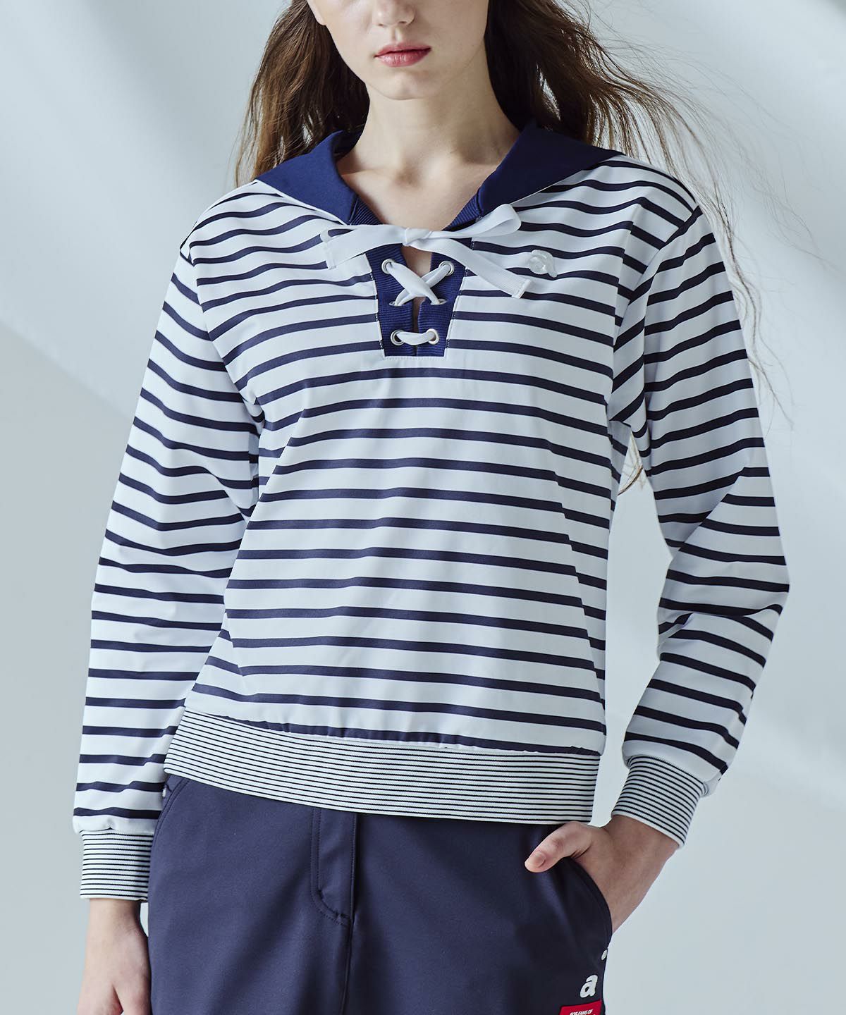 【美品】アルチビオ 襟付きストレッチトップス ネイビー ゴルフ 38 セーラーカラーUVプルオーバー|アルチビオ - ゴルフウェアや婦人服通販