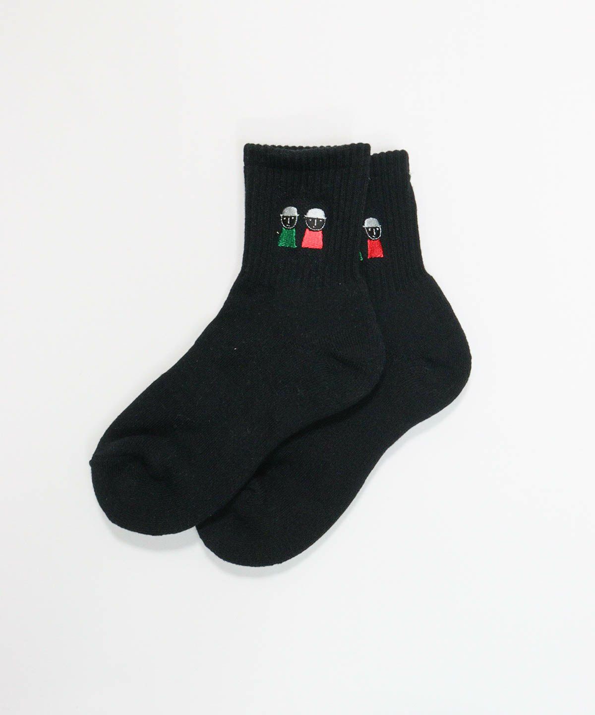 ピコ刺繍リブソックス（ブラック）