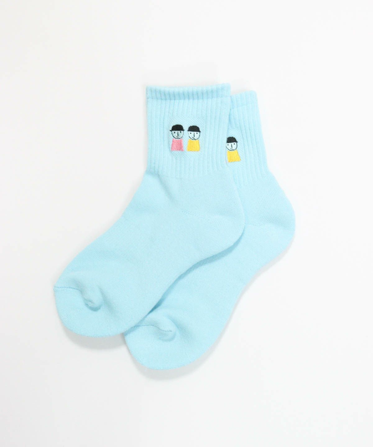 ピコ刺繍リブソックス（ライトブルー）