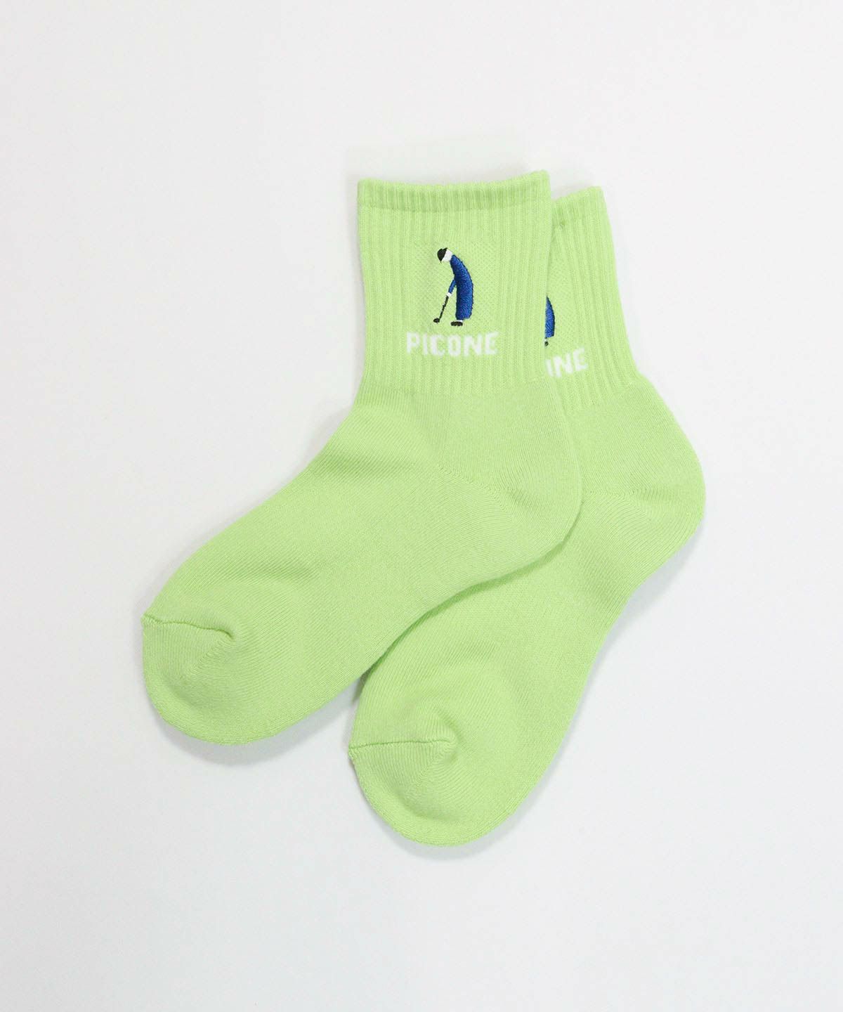 ゴルフピコ刺繍リブソックス（ライトグリーン）