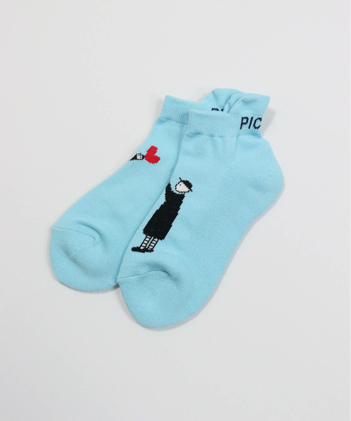 ピコイラストくるぶしソックス（ライトブルー）