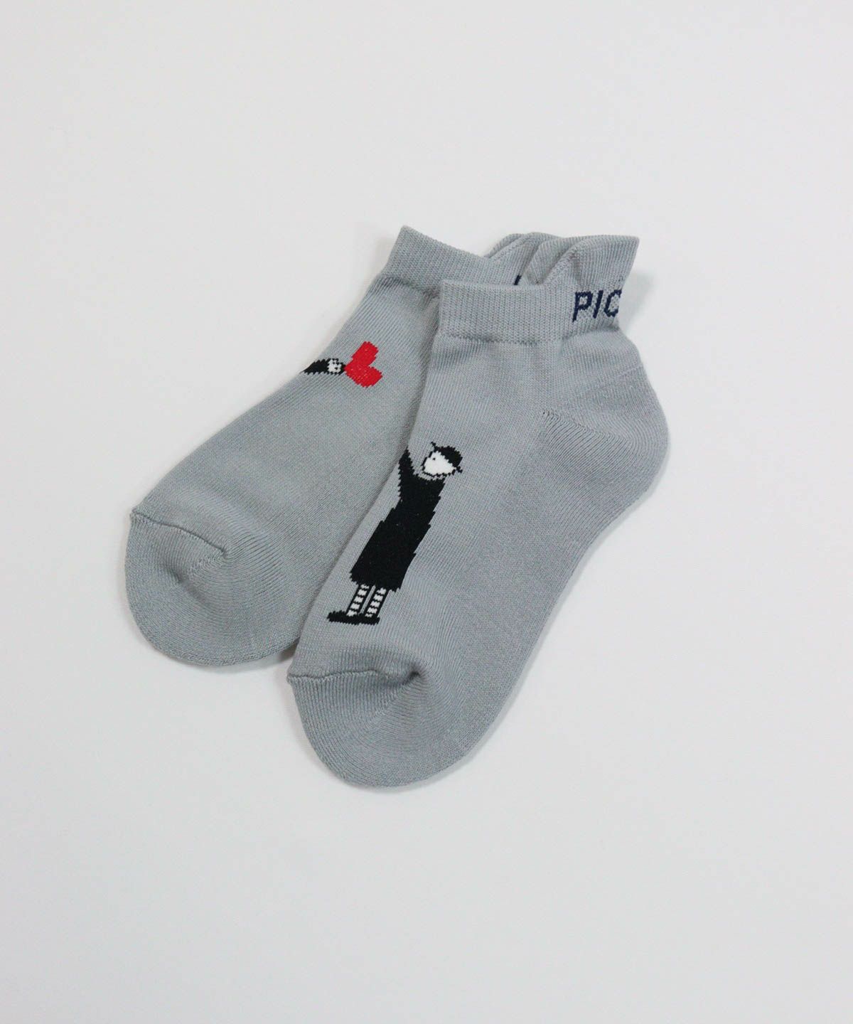 ピコイラストくるぶしソックス（ライトグレー）