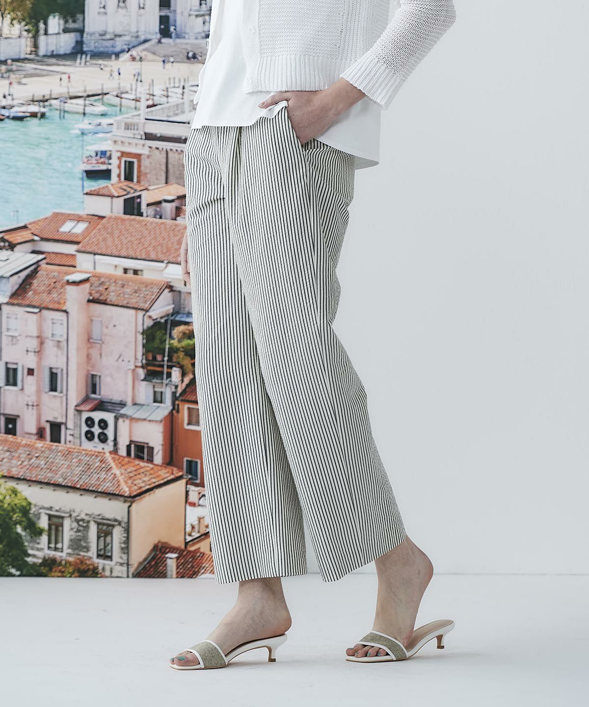 サッカーストライプワイドパンツ|スタジオピッコーネ - ゴルフウェアや